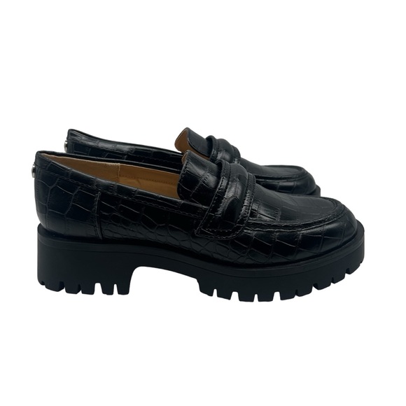 Nine West Shoes - Nine West Women’s Black Garren Faux Croc Leather Loafers Sz 5.5